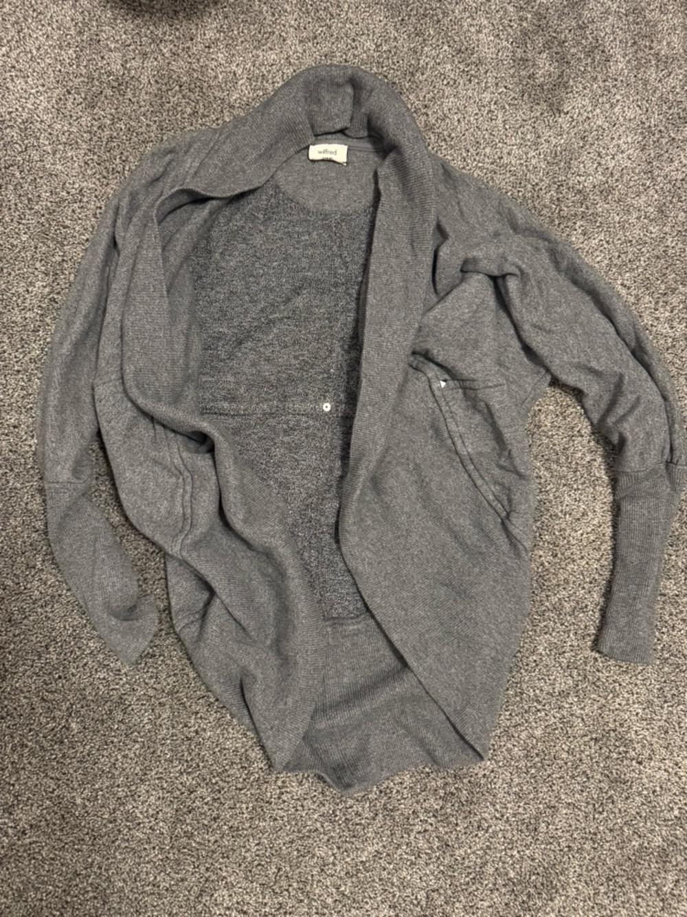 Aritzia Wilfred Gray Open-Front Cardigan